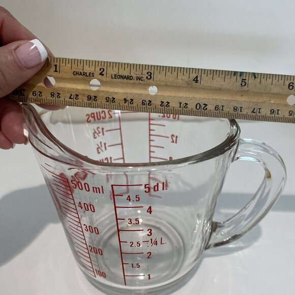Vintage Anchor Hocking FIRE KING Glass 2 Cup Measuring 16 oz D Handle #498 USA - Picture 8 of 9